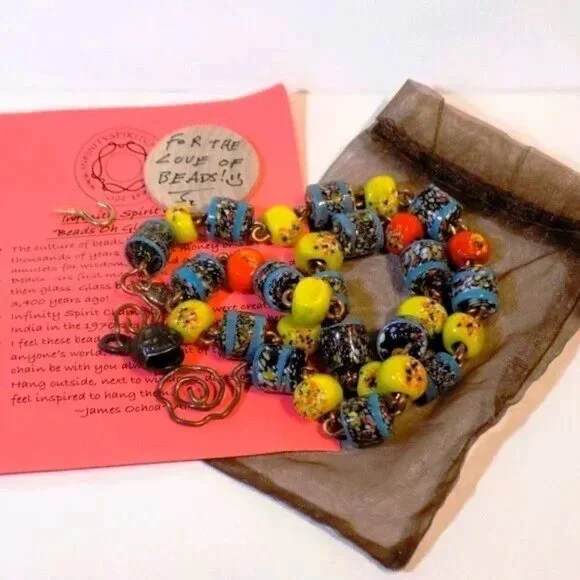 1970's James Ochoa Handmade Glass Beads & Copper Wire Spirit Chain Hanging Decor - Picture 2 of 7